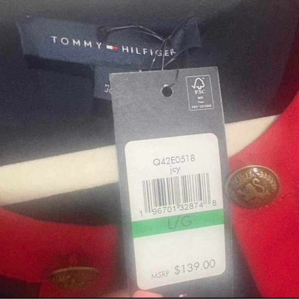 NWT Tommy Hilfiger Women’s Contrast Trim Open Front Jacket Size Large - Picture 7 of 8